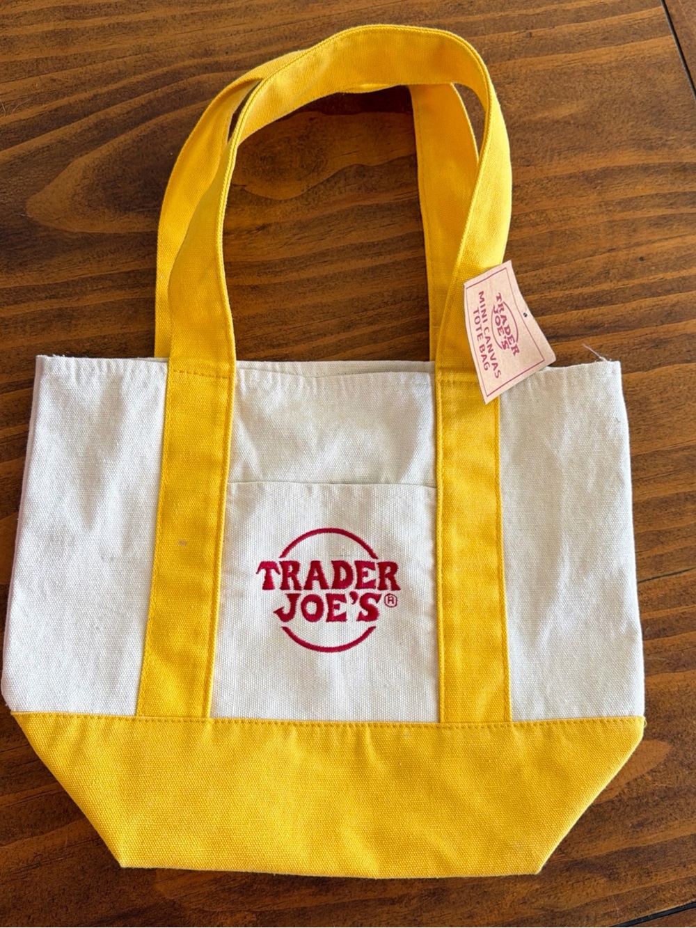 Trader Joe's Yellow and White Canvas Tote